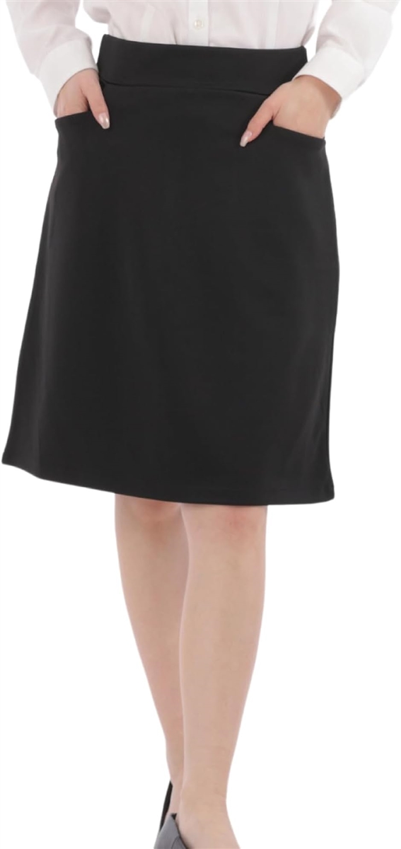 タイトスカート Aライン 膝丈 ポケット 付き オフィス スーツ 黒 e273