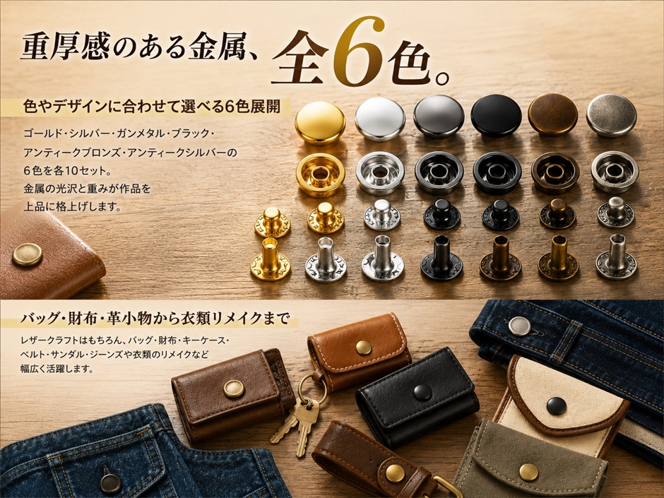 バネホック ジャンパーホック かしめ 留め具 金属 ボタン 工具付き 60