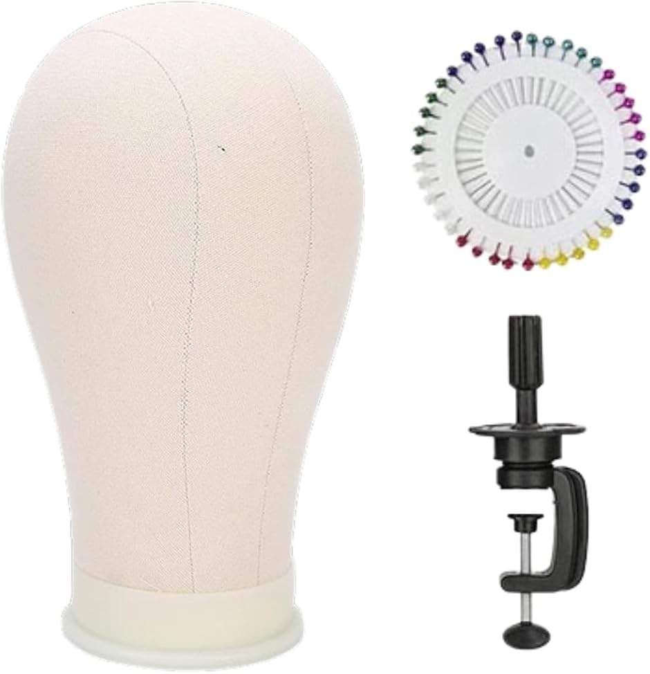 マネキンヘッド ウィッグスタンド ヘア 練習用 頭 固定具/待ち針付き