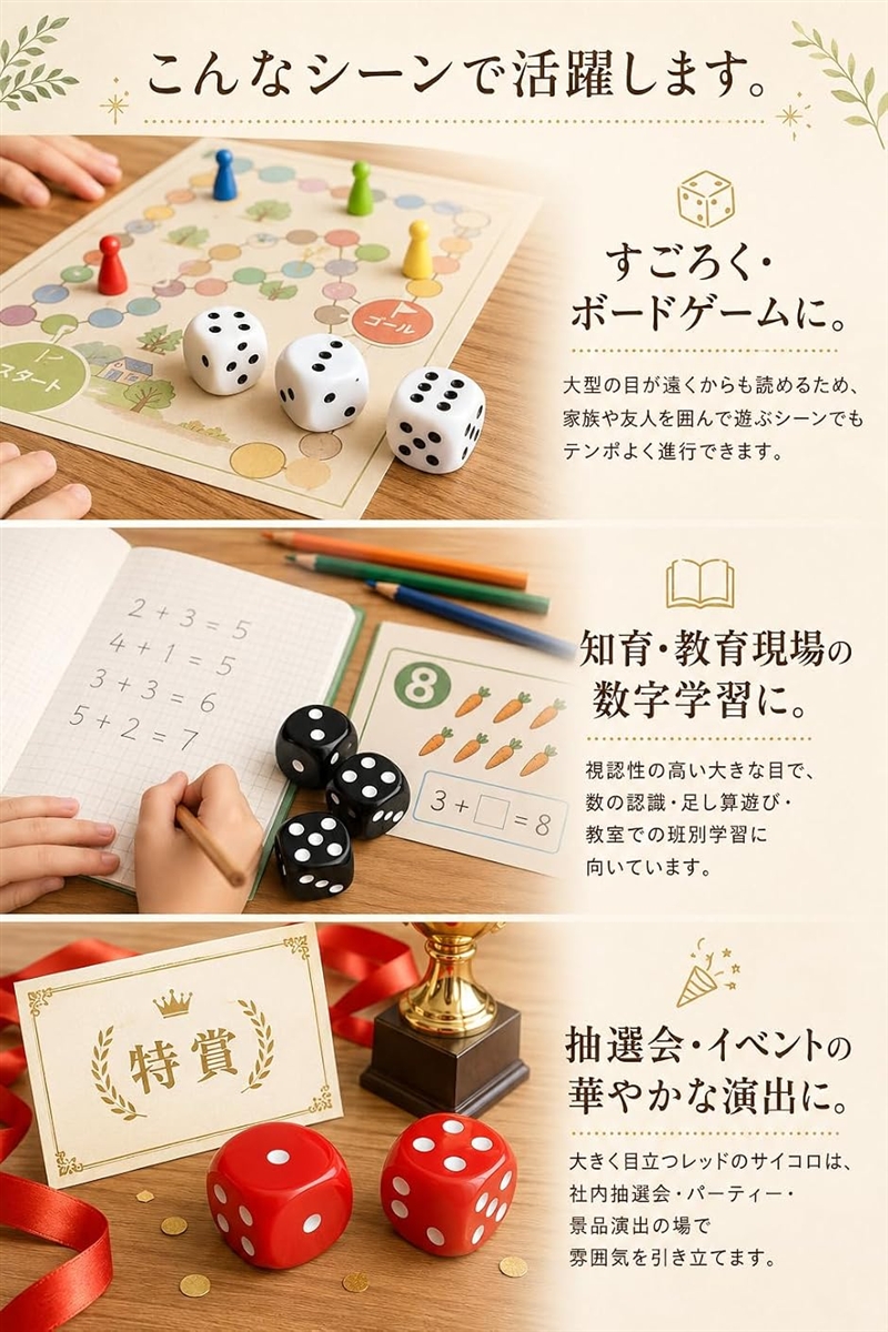 サイコロ 大きい さいころ ダイス ジャンボサイコロ 25mmサイズ 6個