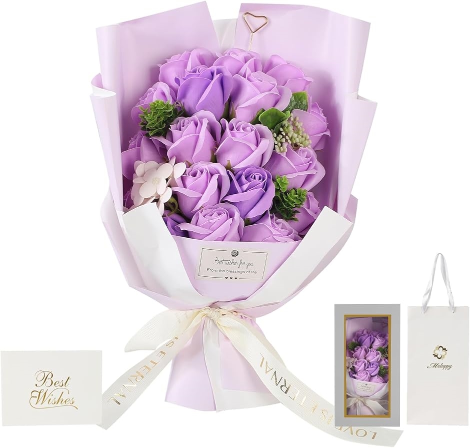 ソープフラワー 花束 　パープル バラ ソープフラワー 花束 バラ グラデーション ギフト プレゼント パープル