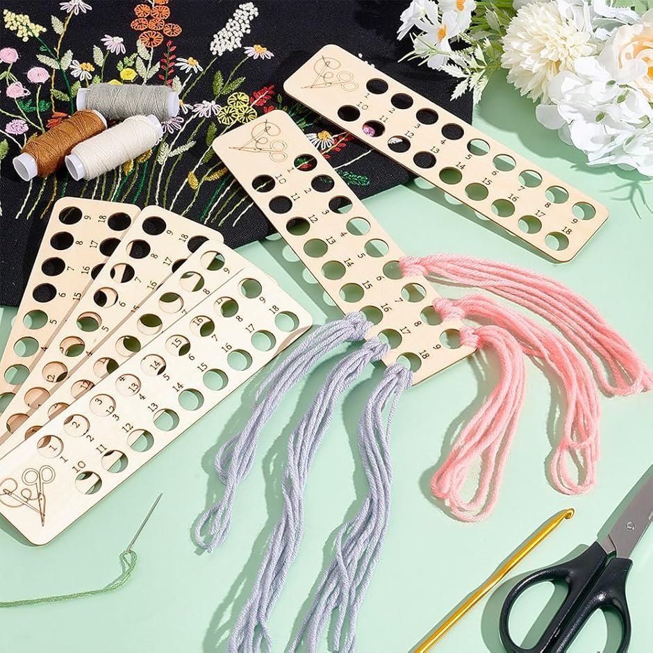 6個 刺繍糸収納 ボード 木製 1-18ポジション オーガナイザー クロス糸