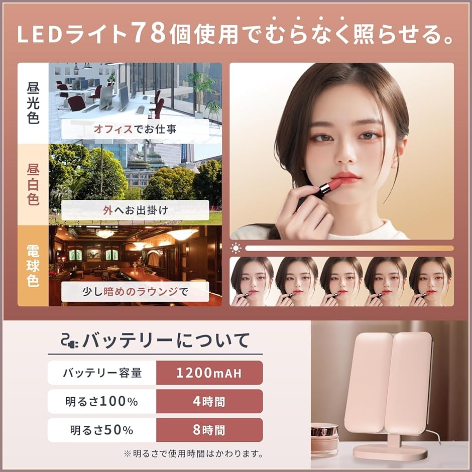 女優ミラー 3面鏡 2倍鏡 3倍鏡 10倍鏡 ...の詳細画像3