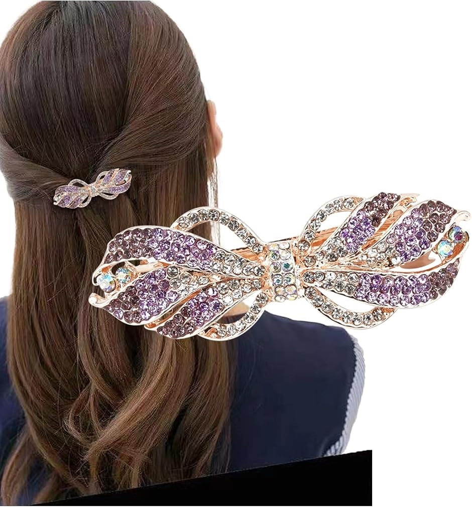 バレッタ ビジュー ストーン 金具 髪留め ヘアクリップ おしゃれ 大人