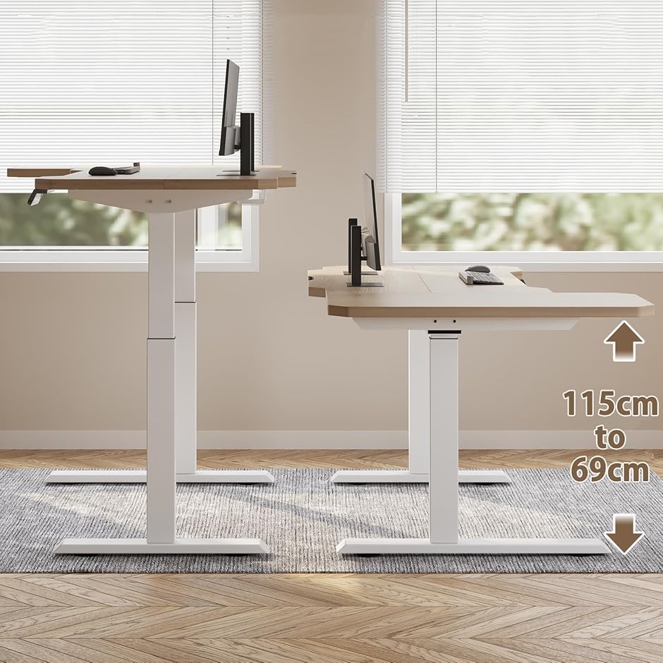 昇降デスク L字パソコンデスク 電動昇降式デスク 天板幅150CMx101CM