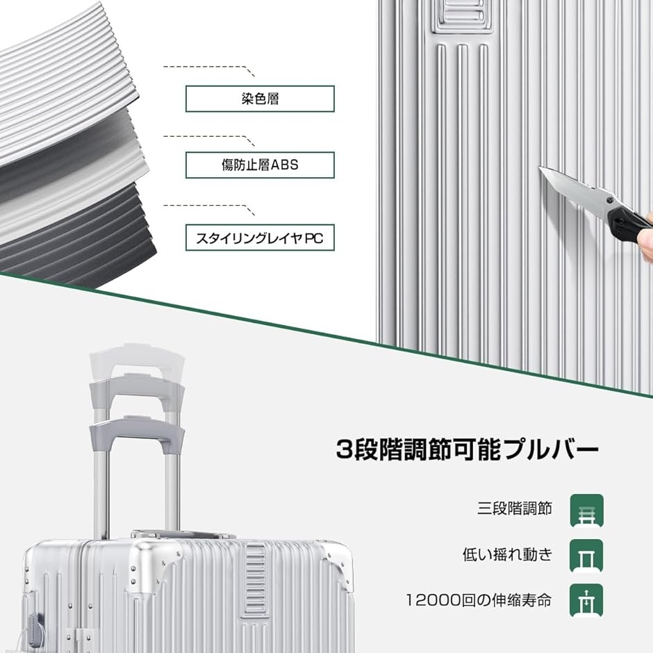 スーツケース キャリーケース 機内持ち込み (a.シルバー, SSサイズ