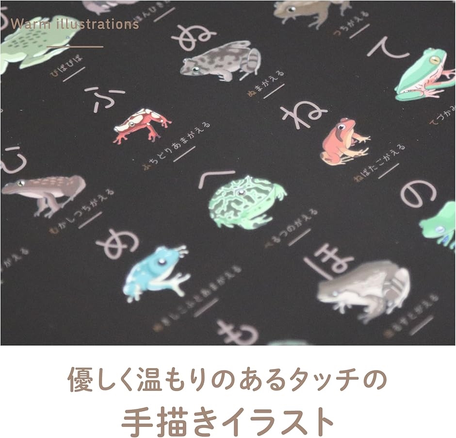 カエルのあいうえお 蛙のひらがな表 50音表 A3サイズ こだわり