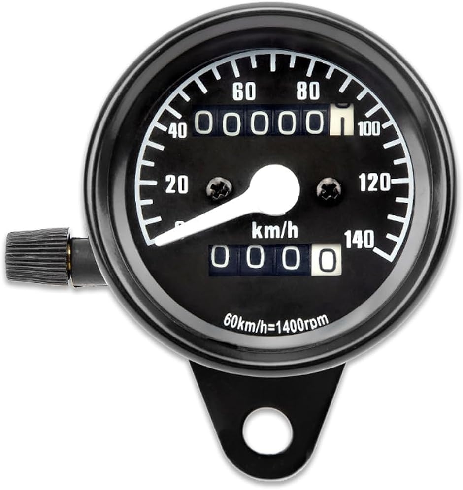 スピードメーター 汎用 バイク用 機械式 140km/h 走行距離付 12V