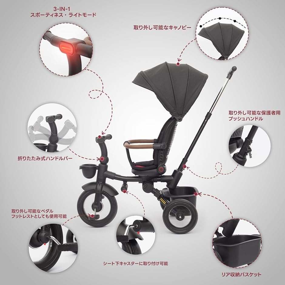 多機能 三輪車 手押し棒付き 折りたたみ 1歳-5歳 安全ベルト付き 2644 子供用三輪車 7in1 折りたたみ 手押し棒 10カ月〜5歳 おしゃれ