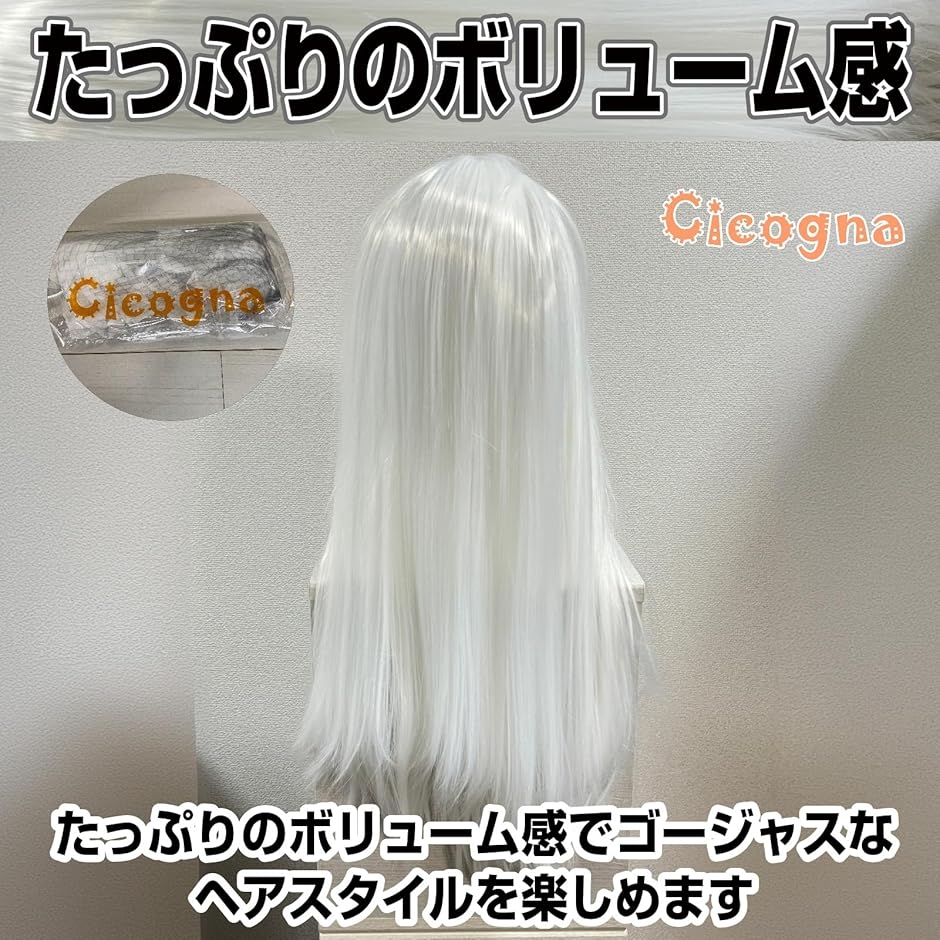 ウィッグ 白髪 かつら ストレート ロング 70cm フルウィッグ ネット