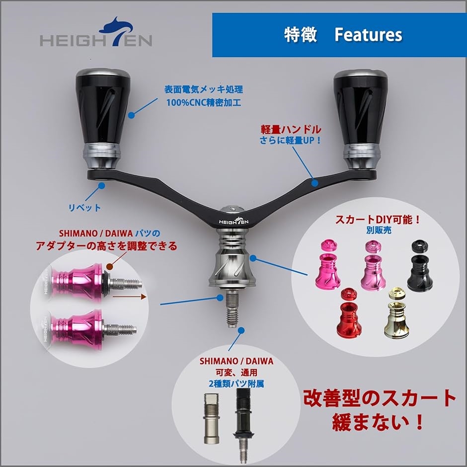 楽天市場】改良 95mm リール ハンドル 4色 シマノ ダイワ 通用