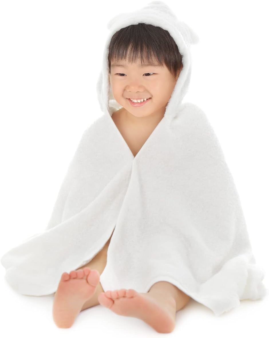 泉州タオル 出産祝い ベビーバスローブ フード付きバスタオル バスポンチョ おくるみ プールタオル 日本製 赤ちゃん MDM( ホワイト)｜horikku