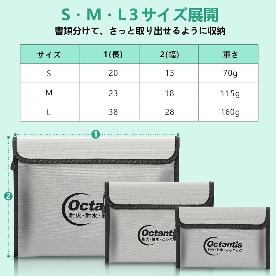 耐火バッグ 耐水 S・M・Lサイズ 書類分け ...の詳細画像1