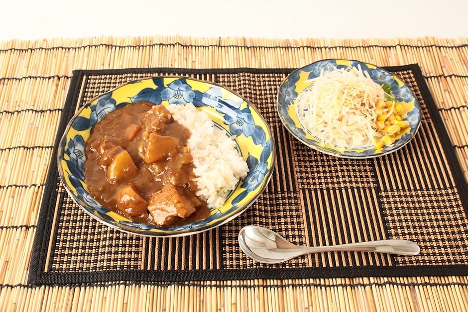 美濃焼 パスタ/カレー皿2枚＆小皿2枚セット 椿柄 黄色 イエロー 日本製