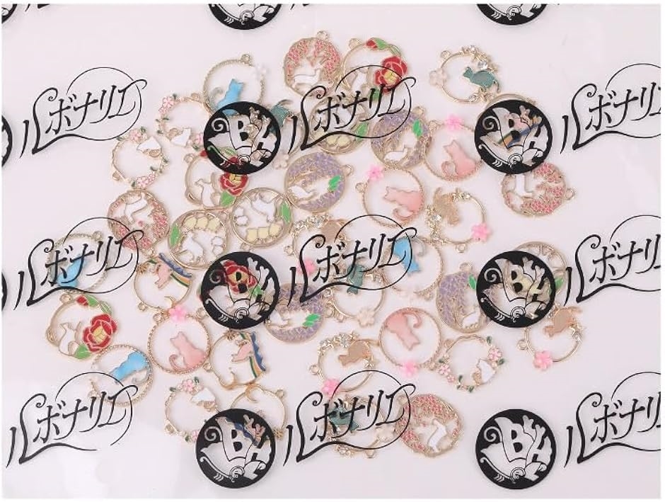 チャーム 猫 ハンドメイド アクセサリーパーツ 花 10種 セット