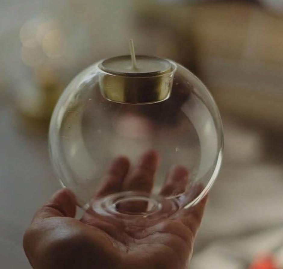 キャンドルホルダー ガラス 丸 円 北欧 韓国 ミニ クリア クリスタル