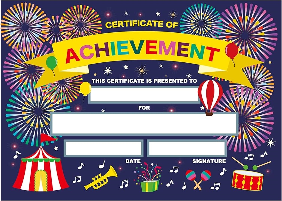 Yahoo! Yahoo!ショッピング(ヤフー ショッピング)英語の賞状 表彰状 certificate of achievemetn カード 夏（マルチカラー 花火Carnival,  100枚）