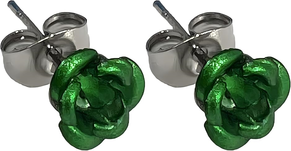 Yahoo! Yahoo!ショッピング(ヤフー ショッピング)ローズ 薔薇ピアス 8色展開 両耳用 2個セットスタッド メンズ レディース ステンレス アクセサリー（グリーン）