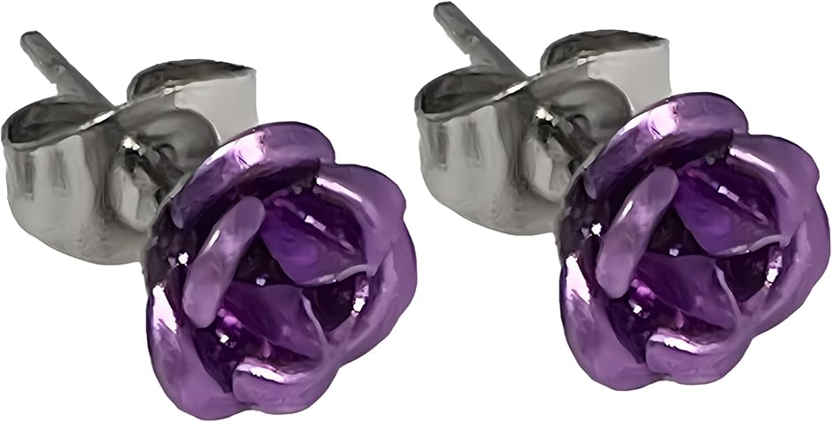 Yahoo! Yahoo!ショッピング(ヤフー ショッピング)ローズ 薔薇ピアス 8色展開 両耳用 2個セットスタッド メンズ レディース ステンレス アクセサリー（パープル）