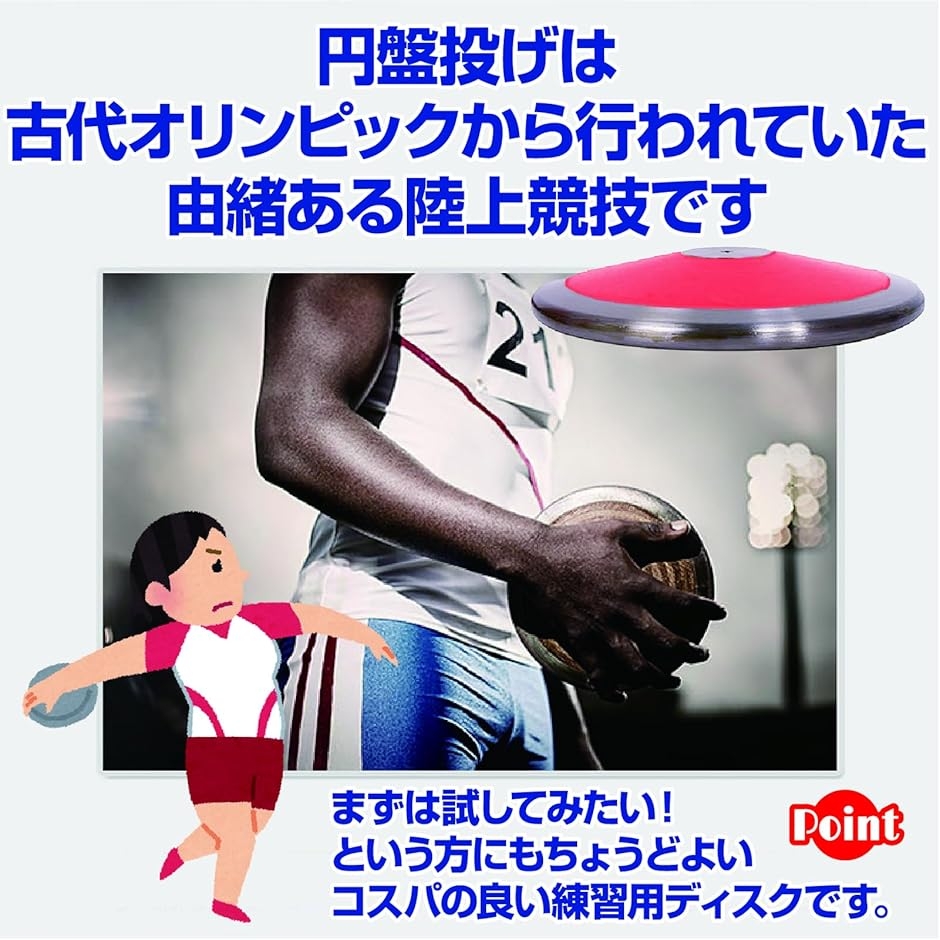 円盤投げ ディスク 陸上競技 陸上部 練習用ナイロン樹脂 (レッド, 1kg) 関連画像4