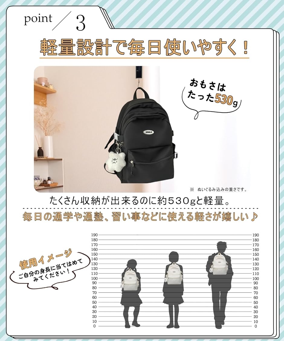 サイズ感マル リュック リュックサック バックパック レディース