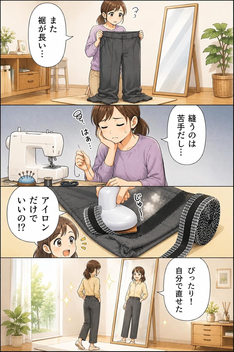 【Yahoo!ランキング1位入賞】裾上げテープ アイロン接着 強力 布用 裾直し ズボン (ブラック, 全長 10m (幅 4cm)) 関連画像3