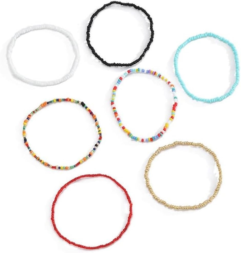 Yahoo! Yahoo!ショッピング(ヤフー ショッピング)ビーズブレスレット 7点セット 重ね付け ビーズアクセサリー カラフル 爽やか ハンドメイド