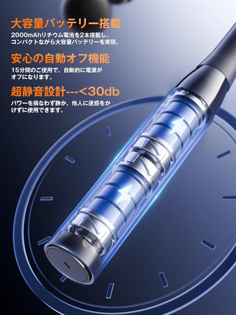 筋膜リリースガン 全身解放 ハンディガン パワフル 10mm振幅 背中まで届く 無段変速 伸縮ハンドル 筋膜ガン 静音 (ネイビーブルー)の画像