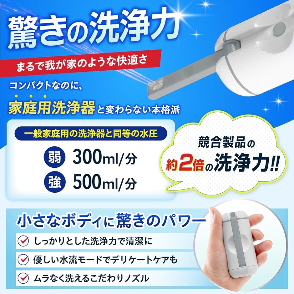 携帯用おしり洗浄機 ハンディシャワー 電動 USB-C充電式 収納袋付き ペットボトルアダプター付き ハイパワー(ピンク＆ホワイト) | ブランド登録なし | 02