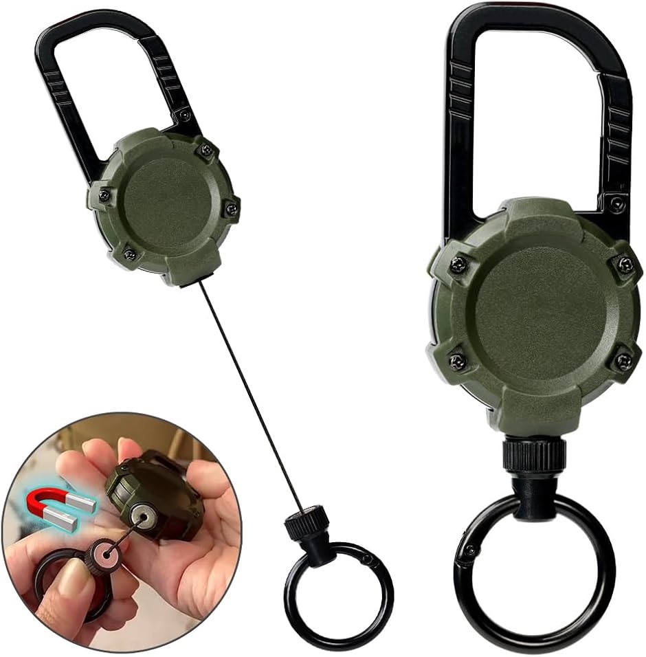 強力マグネット内蔵型 金属ワイヤー採用 1キロまで耐久 リール