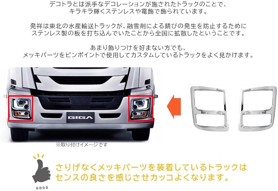 互換品】いすゞ 大型 ファイブスター ギガ メッキ ヘッド ライト