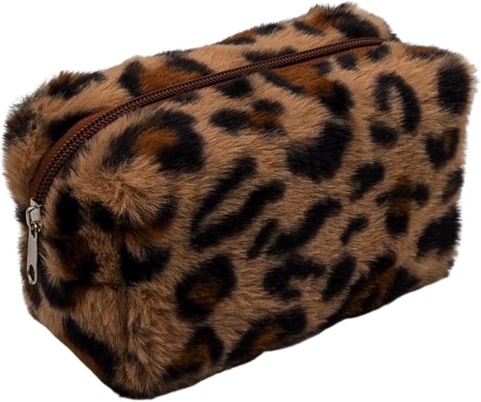 ヒョウ柄 化粧ポーチ ファーポーチ フェイクファー ふわふわ モコモコ