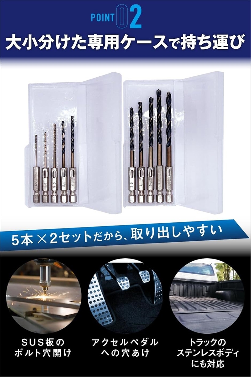 ステンレス用ドリルビット 六角軸 ドリル刃 ドリルセット プロジェクトソクラテス(10本組) | ブランド登録なし | 02