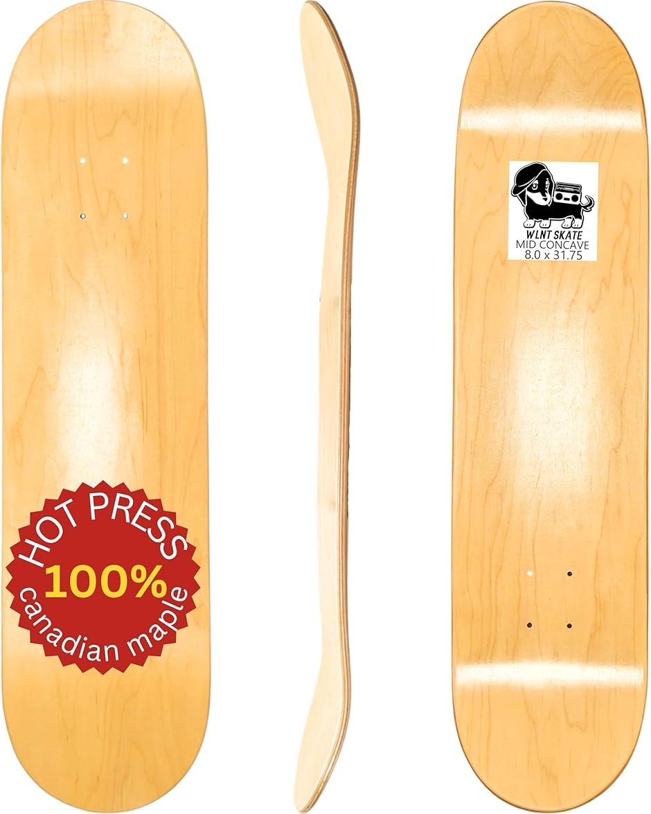 WalnutSkate スケボー デッキ ブランクデッキ 7層 Deck MDM(カナディアンメープル ホットプレス,  7.75インチ)