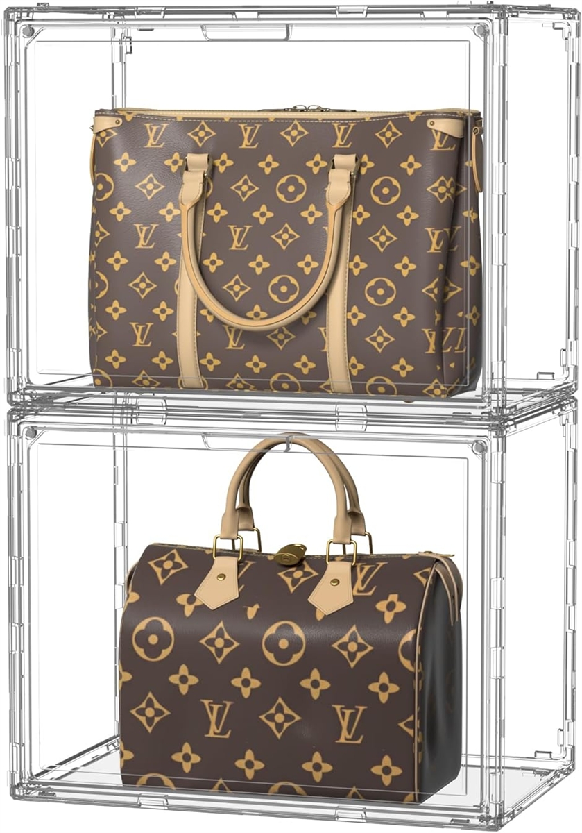 収納ボックス クリア 透明 収納ケース 積み重ね コレクションケース フィギュアケース マグネット式扉 前開き(透明,  2個セット)