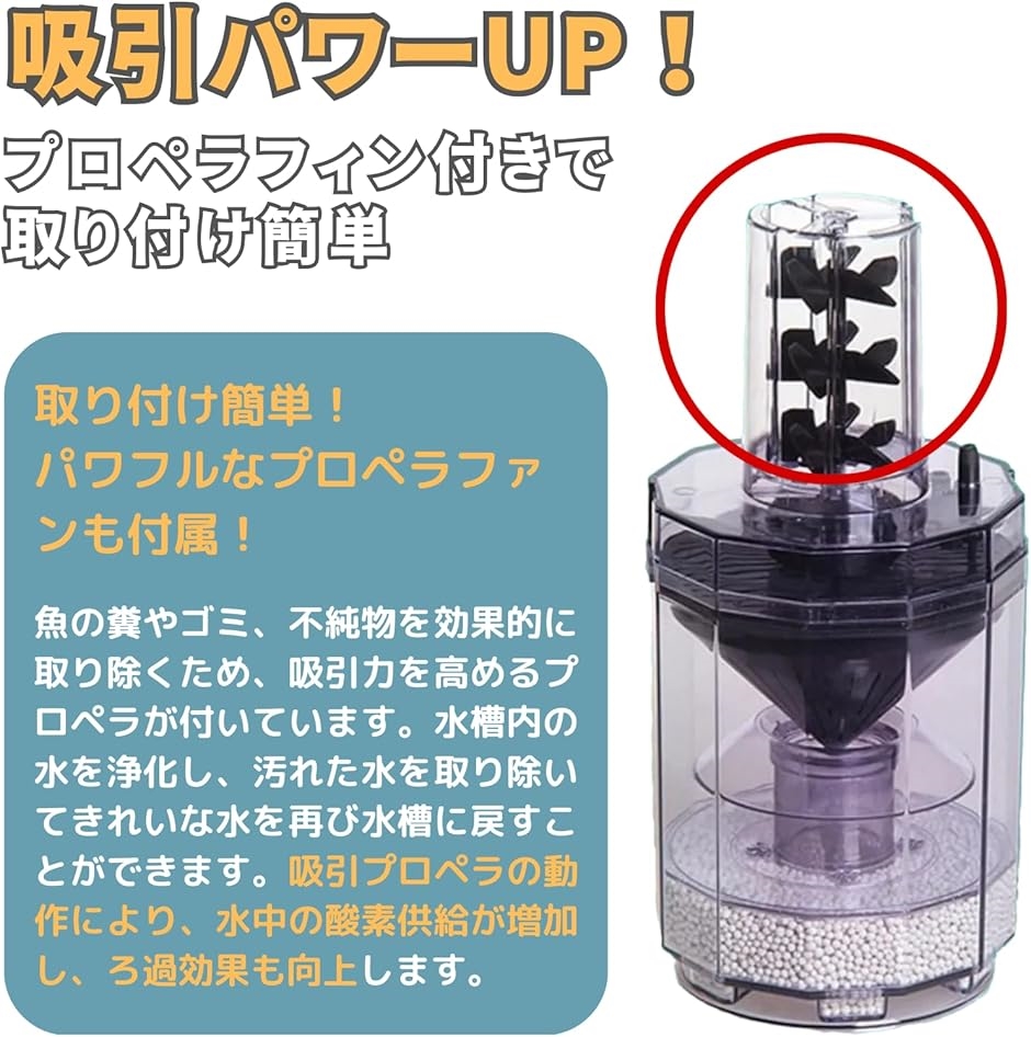 水槽用フィルター 濾過フィルター エアーポンプ 大型 プロペラ付き