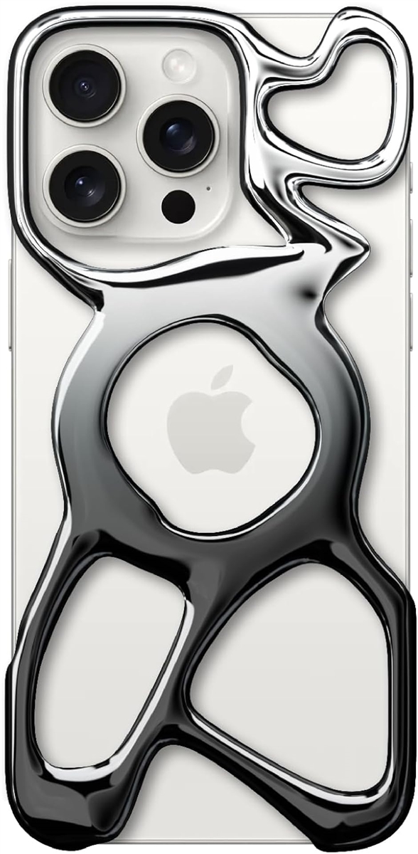 iPhone AM Emptiness Case �y��(�V���C�j�[�V���o�[�{�u���b�N,  iPhone 16 Pro Max)