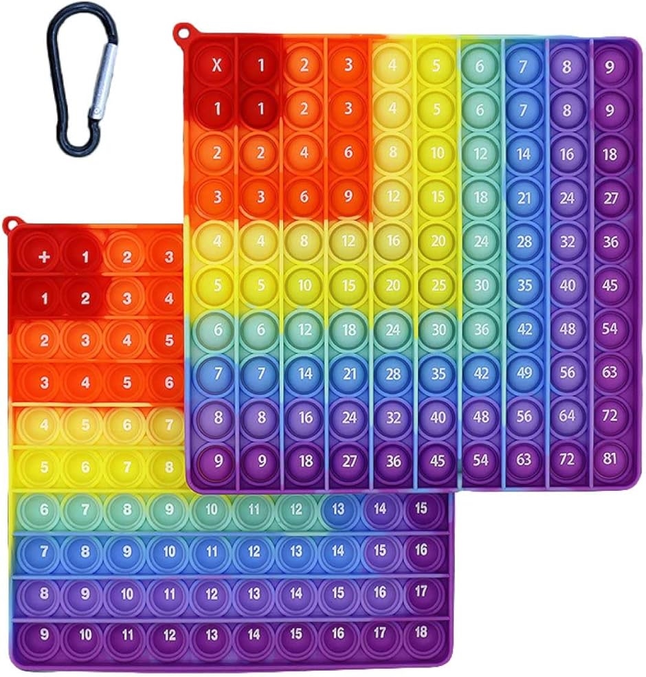 プッシュポップ 知育 おもちゃ 算数 九九 数学 表裏 指トレ スクイーズ 玩具(20cm(乘法&加法双面印(直角彩虹))