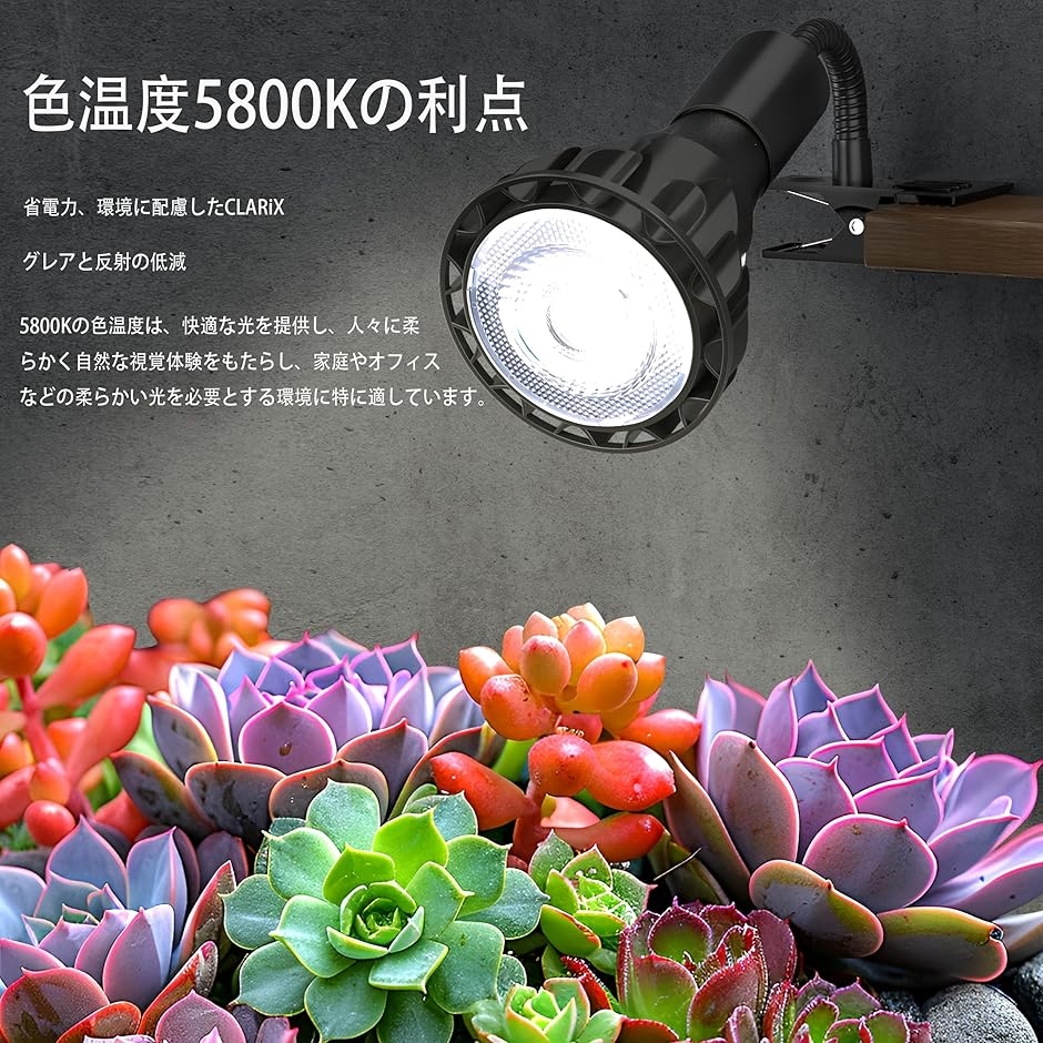 LED植物育成ライト E26 ランプ口 24W フルスペクトル(ブラック, ビーム