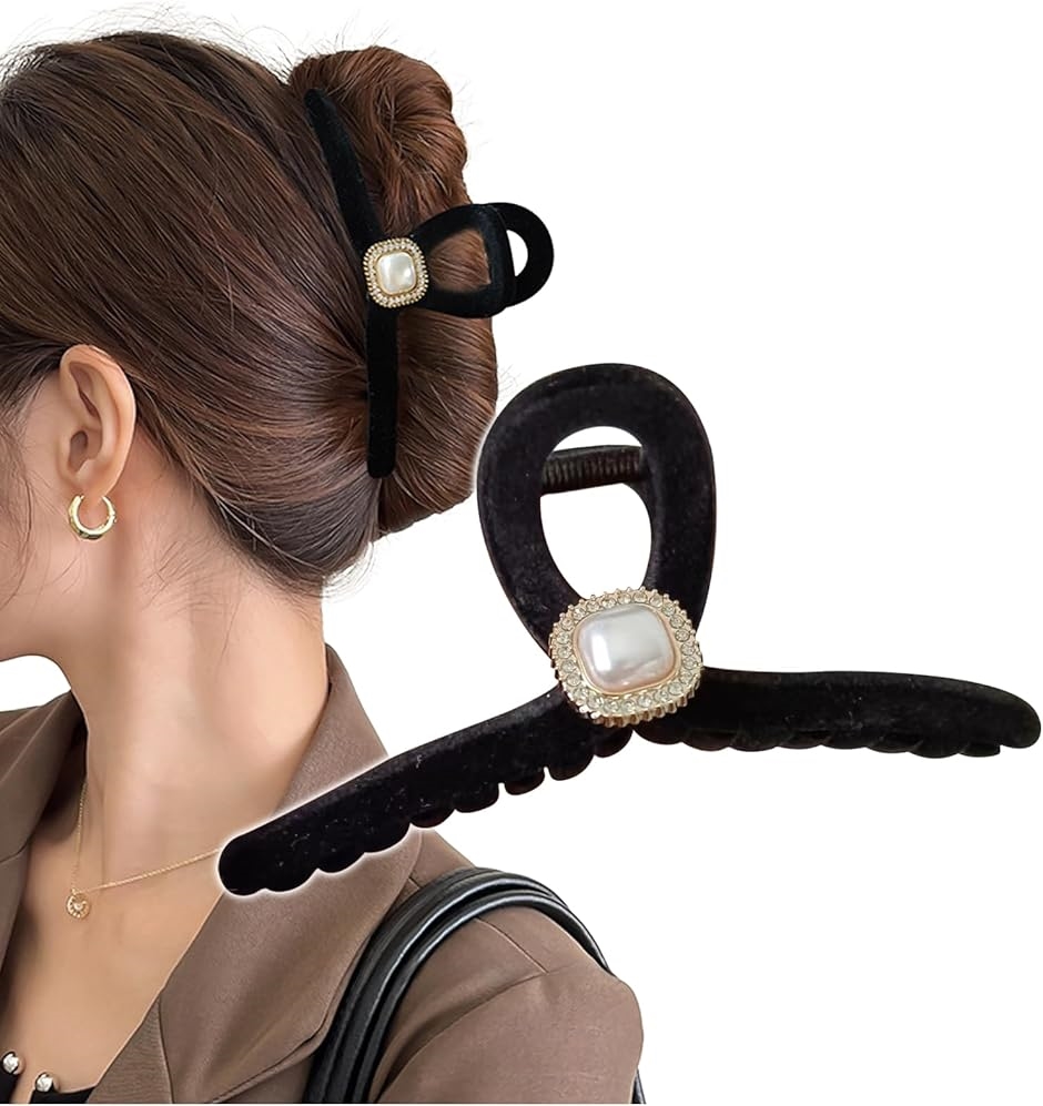 バンスクリップ ヘアクロー ヘアクリップ ビジュー 大きめ パール