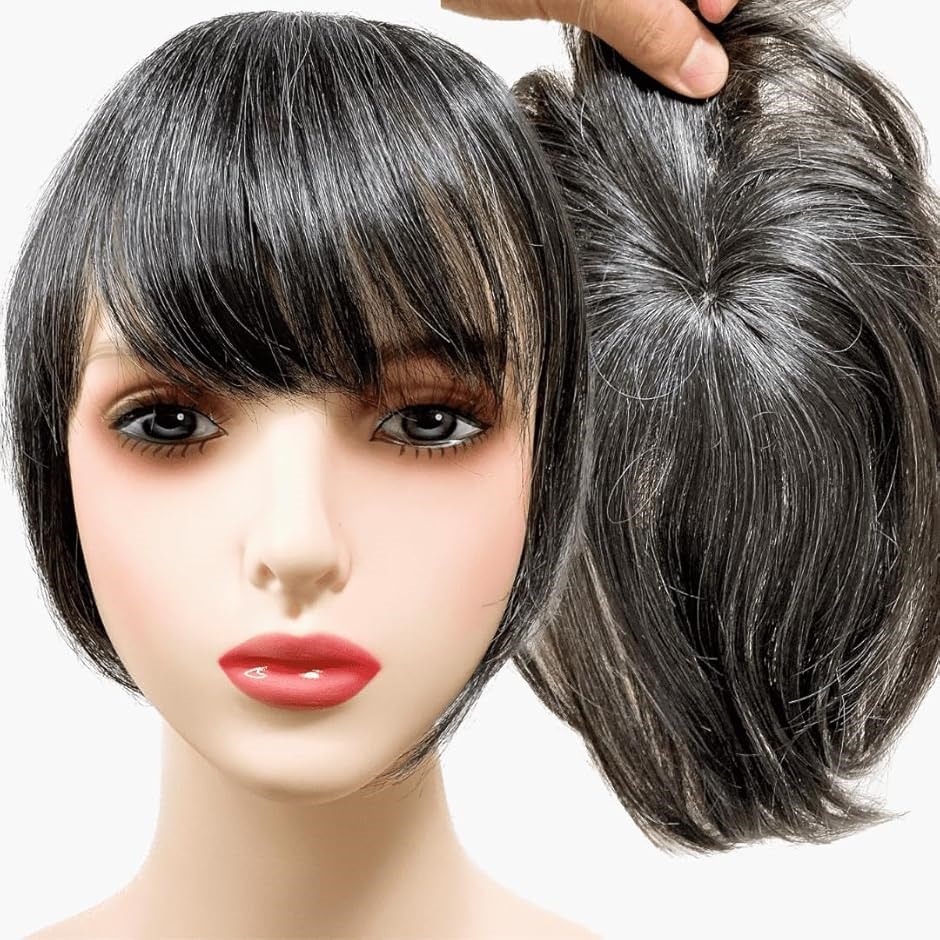 部分ウィッグ かつら ヘアピース ポイントウィッグ 白髪 グレイヘアー