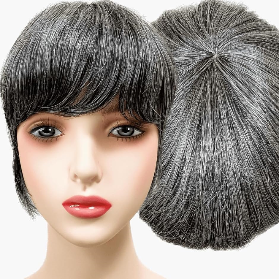 白髪ウィッグ 白髪かつら 部分ウィッグ ヘアピース ポイントウィッグ 白髪 白髪ウィッグ 白髪ショート 部分ウィッグ かつら ヘアピース ポイント