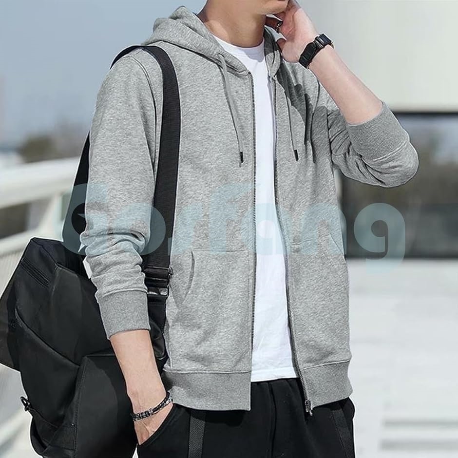 パーカー メンズ 薄手 ジップ ポケット付き フード付き ドライ UV