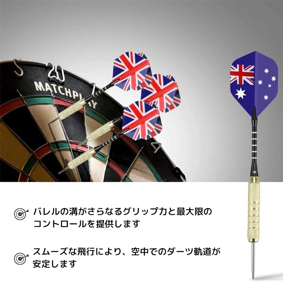 ダーツ 矢 スチールチップ 初心者 練習用 ハードダーツ 国旗 18g 18本