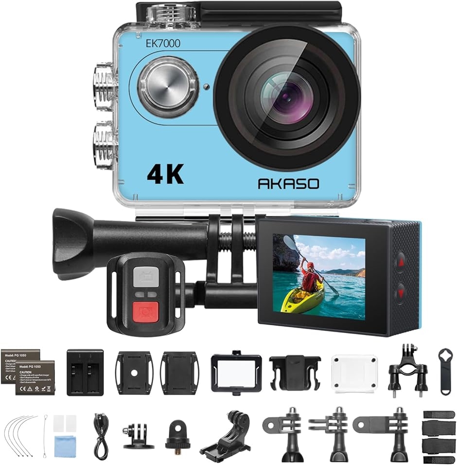 EK7000 アクションカメラ 4K30FPS 20MP 水中カメラ WiFi搭載 Type-C外部マイク対応 30M防水( ブルー)｜horikku