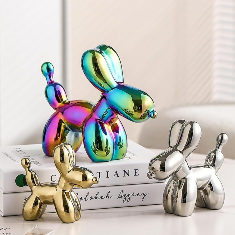 バルーン犬 アート オブジェ 置物 かわいい 卓上 おしゃれ インテリア アクセント 光沢 飾り( シルバー,  中) | ブランド登録なし | 04