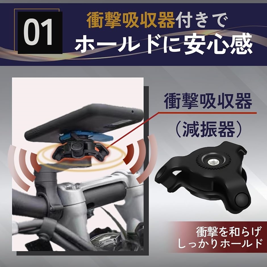 【互換品】 互換品 クアッドロック quad lock スマホホルダー 自転車 バイク 原付 スクーター 携帯ホルダー 衝撃吸収 ダンパー | ブランド登録なし | 02