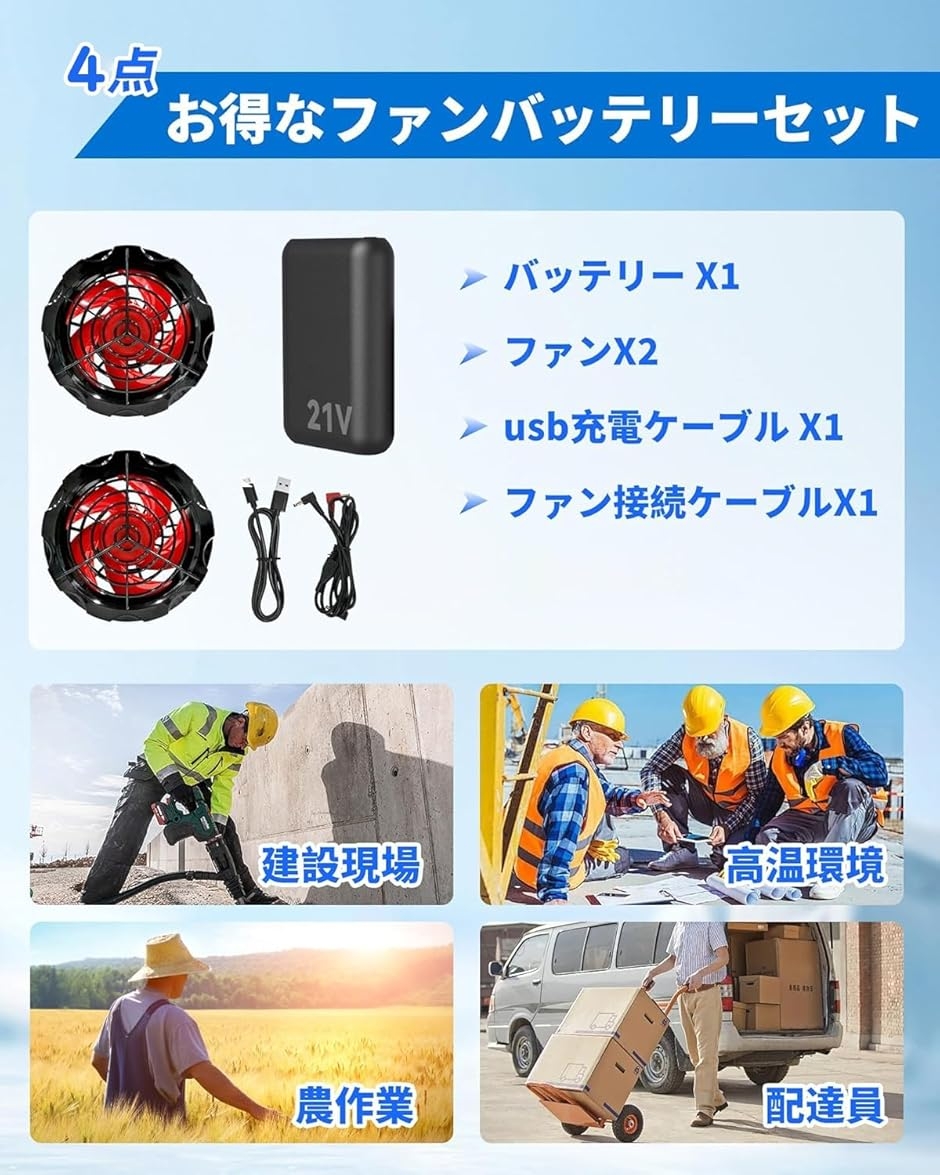 Yahoo!ランキング1位入賞】空調作業服 超高出力 超強風 ファン MDM