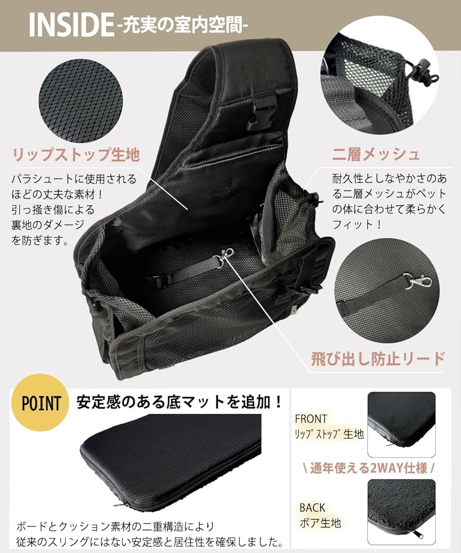 犬 スリング 抱っこ紐 ペット 猫 小型犬 ペットスリング 5kgまで対応 キャリーバッグ 軽量 ポケット(4.カーキ,  Msize) | ブランド登録なし | 04