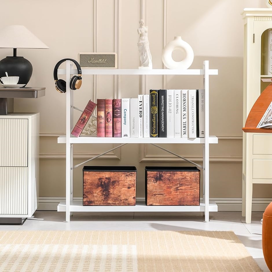 ホワイト木製3段ラック 3色から選べる 木製 オープンラック 3段 幅45cm 棚 ウッド 白 ホワイト